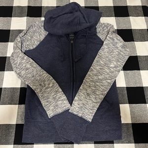 Blue Zip-Up Hoodie.